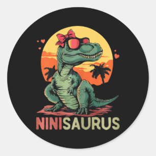 Ninisaurus Dino Dinosaur Nini-Saurus T-Rex Mutter Runder Aufkleber