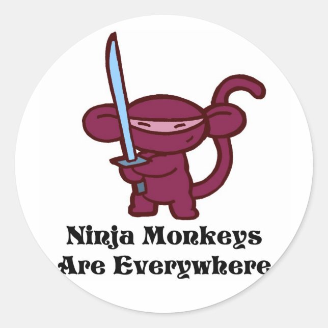 Ninja Affen sind überall! Runder Aufkleber (Vorderseite)