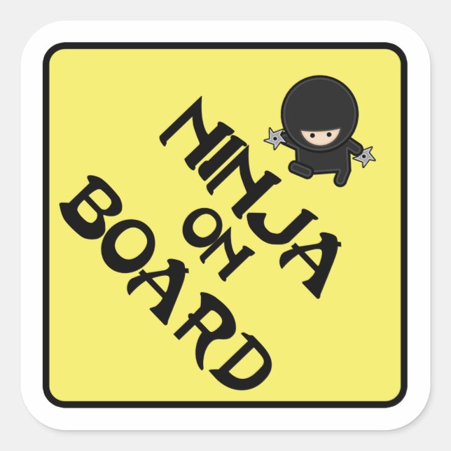 Ninja an Bord Quadratischer Aufkleber (Vorderseite)