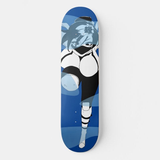 Ninja Anime Girl im nebeligen Skateboard Deck (Vorderseite)