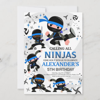 Ninja Anniversaire Fête Invitation Karate Party Bl