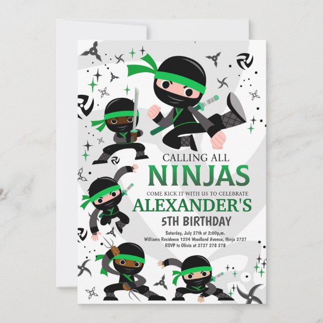 Ninja Anniversaire Fête Invitation Karate Party Gr (Devant)