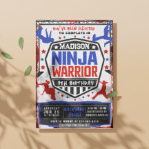 Ninja Athletic Warrior Geburtstagsparty Einladung