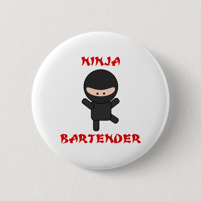Ninja Barkeeper schlicht Button (Vorderseite)