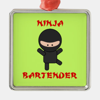Ninja Barkeeper Silbernes Ornament
