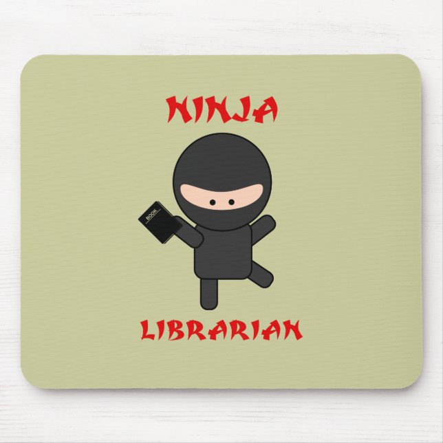 Ninja Bibliothekar mit Buch Mousepad (Vorne)