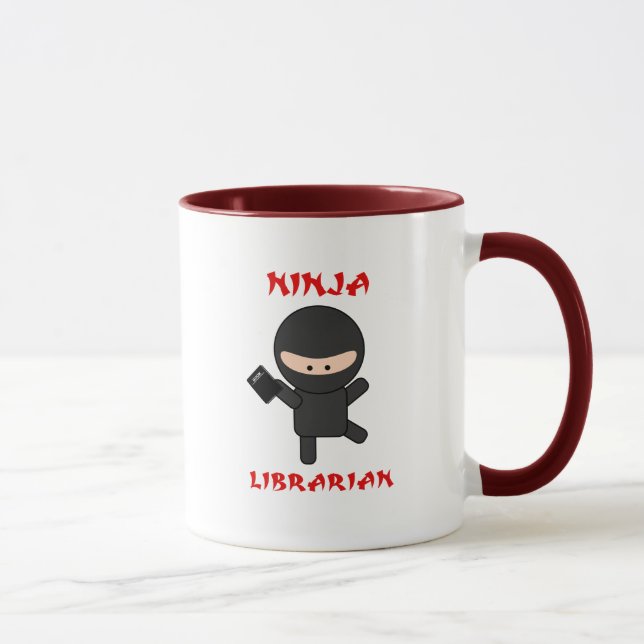 Ninja Bibliothekar mit Buch Tasse (Rechts)