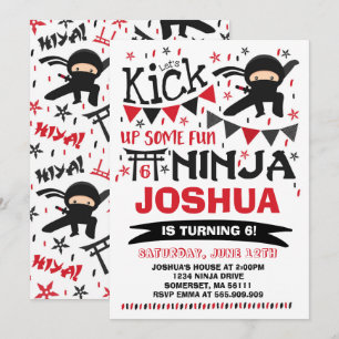 Ninja Birthday Einladung Karate Geburtstagsparty