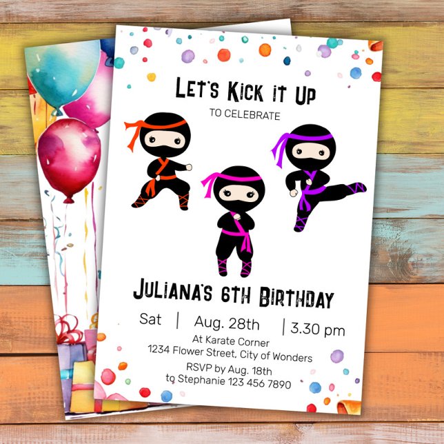 Ninja Birthday Invitation - Girls Ninja Party Einladung (Von Creator hochgeladen)