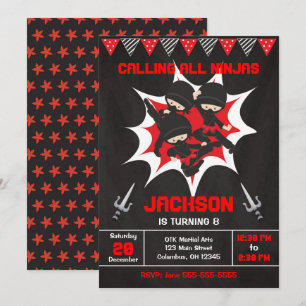 Ninja Birthday Invitation, Karate Ninja Party Einladung