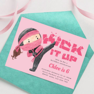 Ninja Birthday, Karate Martial Arts, haut sie auf Einladung