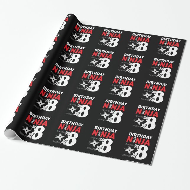 Ninja Birthday Party - Birthday Ninja 8 Geschenkpapier (Ungerollt)