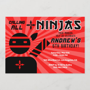 Ninja Birthday Party Einladung