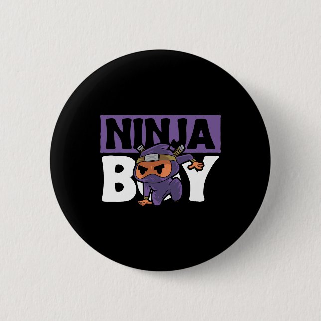 Ninja Boy Design Youth Karate und Ninja Button (Vorderseite)