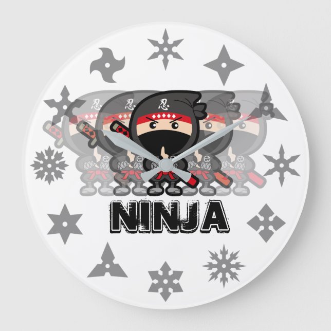 Ninja Boy Große Wanduhr (Vorderseite)