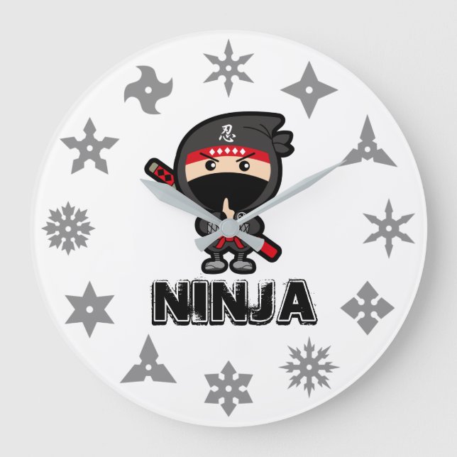 Ninja Boy Große Wanduhr (Vorderseite)