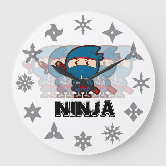 Ninja Boy Große Wanduhr (Vorderseite)