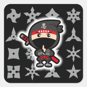 Ninja Boy Quadratischer Aufkleber