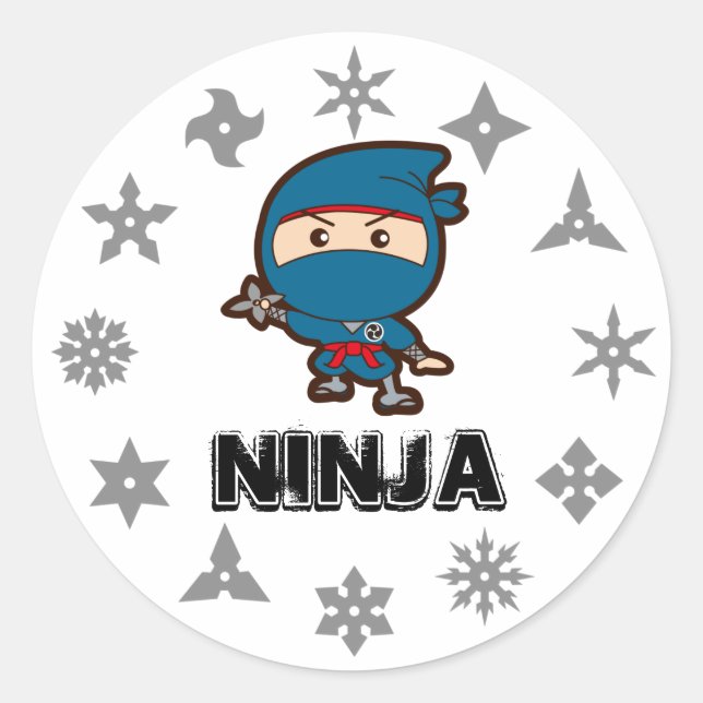 Ninja Boy Runder Aufkleber (Vorderseite)