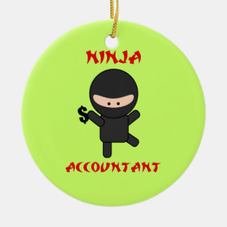 Ninja Buchhalter mit Dollar-Zeichen Keramikornament