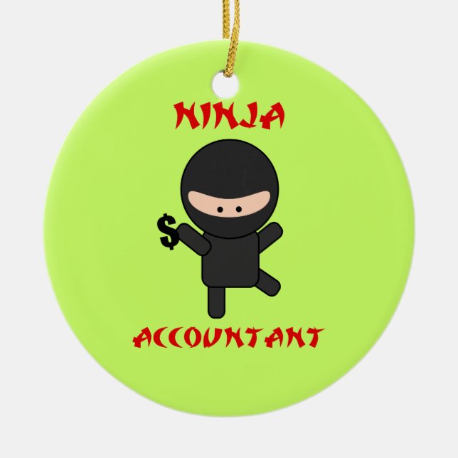 Ninja Buchhalter mit Dollar-Zeichen Keramikornament (Vorne)