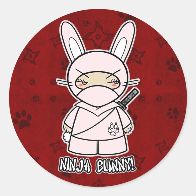 Ninja Bunny! Rote Aufkleber (Vorderseite)