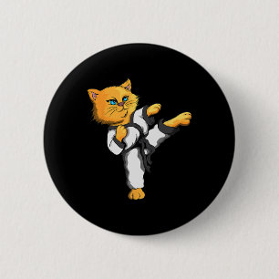 Ninja Cat Karate Martial Arts Taekwondo Cat Eigent Button