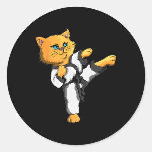 Ninja Cat Karate Martial Arts Taekwondo Cat Eigent Runder Aufkleber