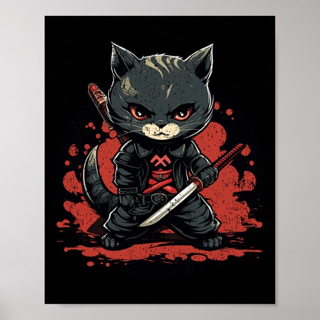 Ninja Cat Samurai Cat Poster (Vorne)
