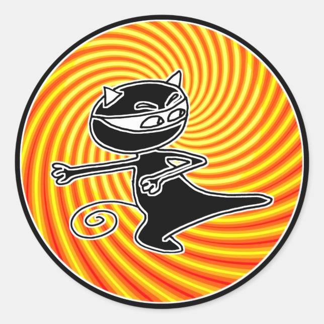 Ninja Cat Siegel Runder Aufkleber (Vorderseite)