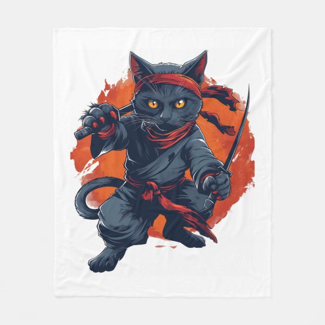 Ninja Cat Stealth Fleecedecke (Vorderseite)