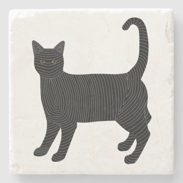Ninja Cat Stone Untersetzer (Vorderseite)