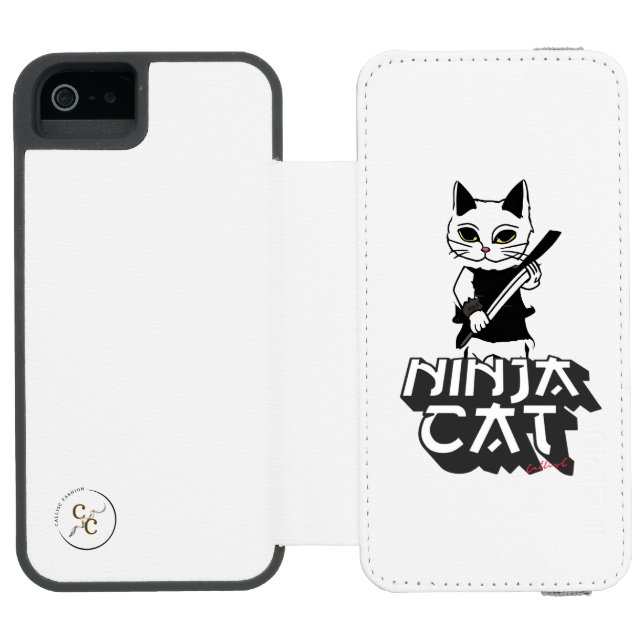 Ninja Cat T - Shirt Incipio iPhone Geldbeutel-Hülle (Folio Geöffnet)