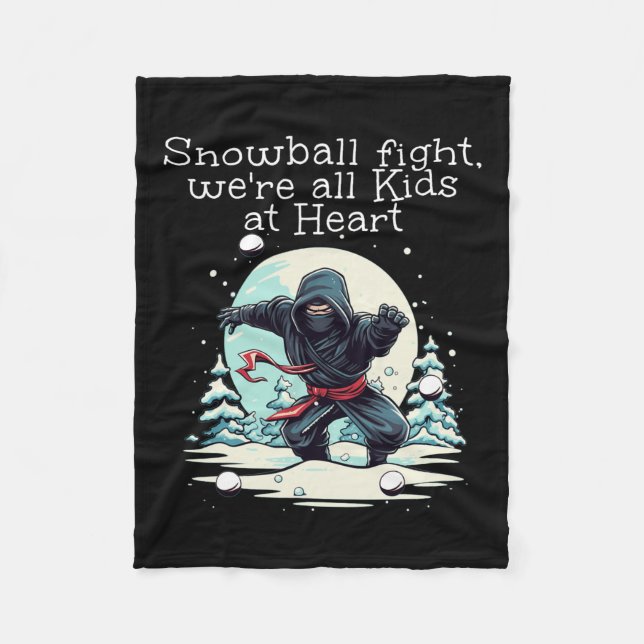 Ninja Childlike Snowball kämpft für Snowball Winte Fleecedecke (Vorderseite)