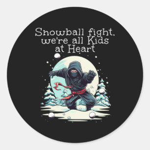 Ninja Childlike Snowball kämpft für Snowball Winte Runder Aufkleber