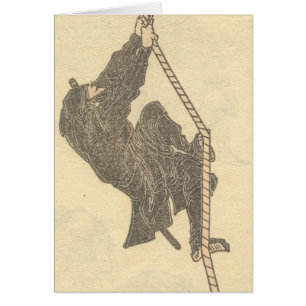 Ninja, das ein Seil circa 1800s Japan klettert