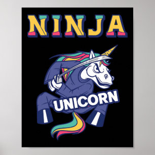 Ninja-Einhorn-Karate-Einhorn-Kickboxen-Militärisch Poster