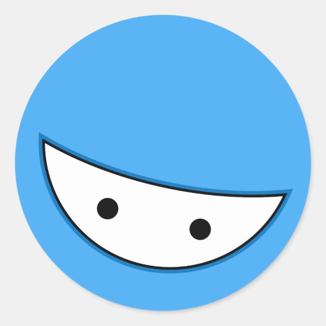 Ninja Face (blau Runder Aufkleber (Vorderseite)