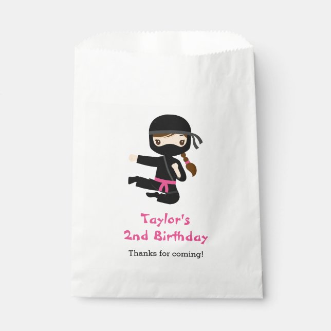 Ninja Fille Favoriser Sacs Personnalisé Anniversai (Devant)