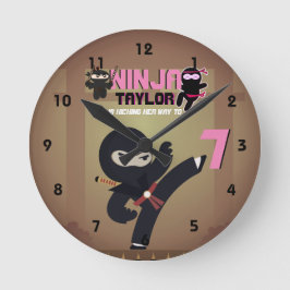 NINJA Film Star Krieger Kickit Karate Kinder Runde Wanduhr