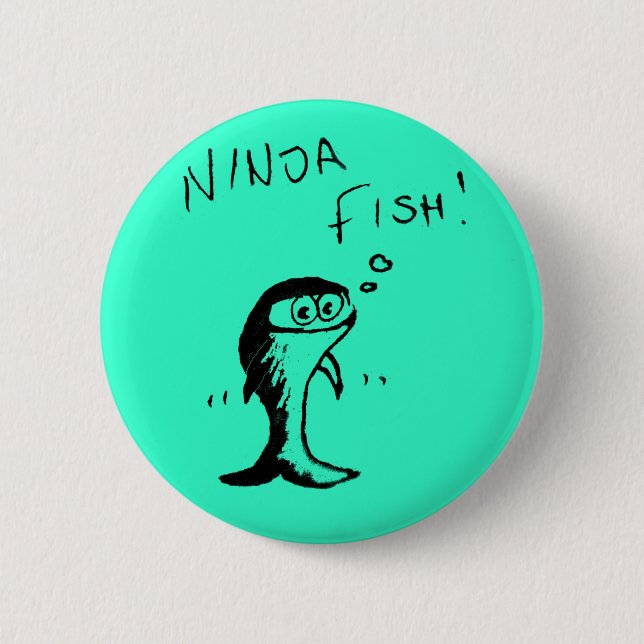 Ninja Fisch-Knopf-Abzeichen Button (Vorderseite)