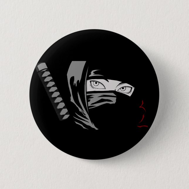 Ninja Frau Kunoichi Button (Vorderseite)