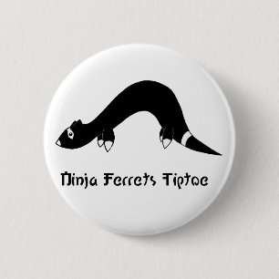 Ninja Frettchen-Weiß-Knopf Button