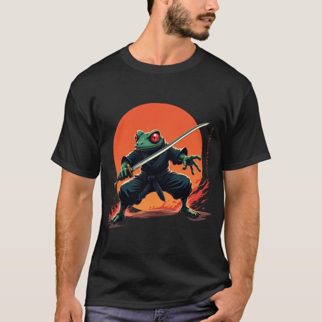 Ninja Frog Warrior - Samurai Katana Anime Fighter T-Shirt (Vorderseite)