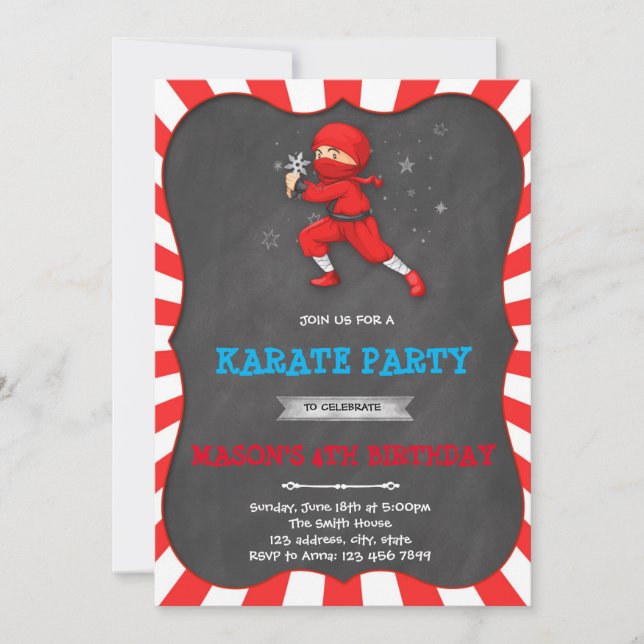 Ninja garçon anniversaire fête Invitation (Devant)