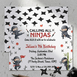 Ninja-Geburtstagseinladung Karate-Junge Kampfsport Einladung