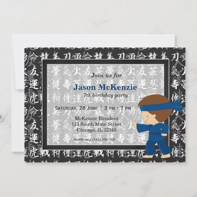 Ninja Geburtstagsthema Einladung (Vorderseite)