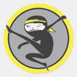 Ninja gelbe Gurt-Aufkleber Runder Aufkleber