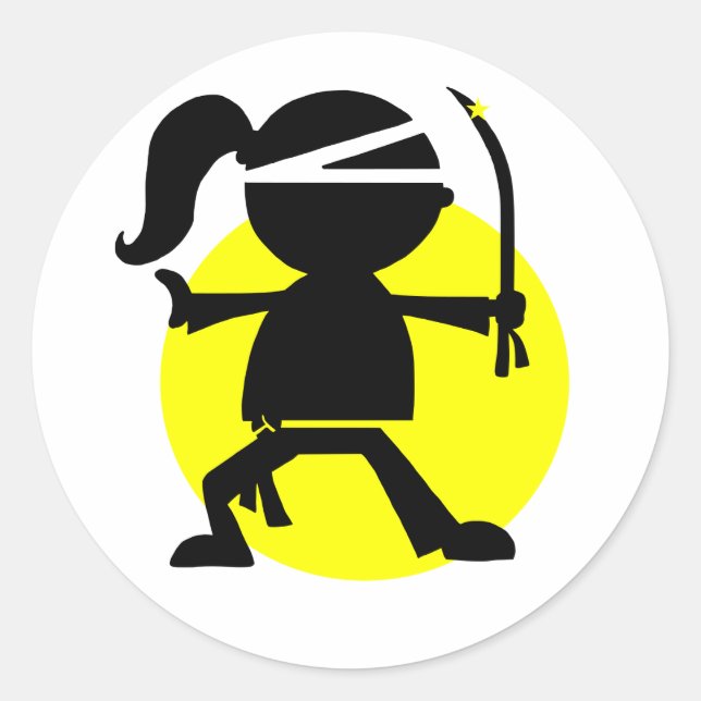 Ninja Girl Runder Aufkleber (Vorderseite)