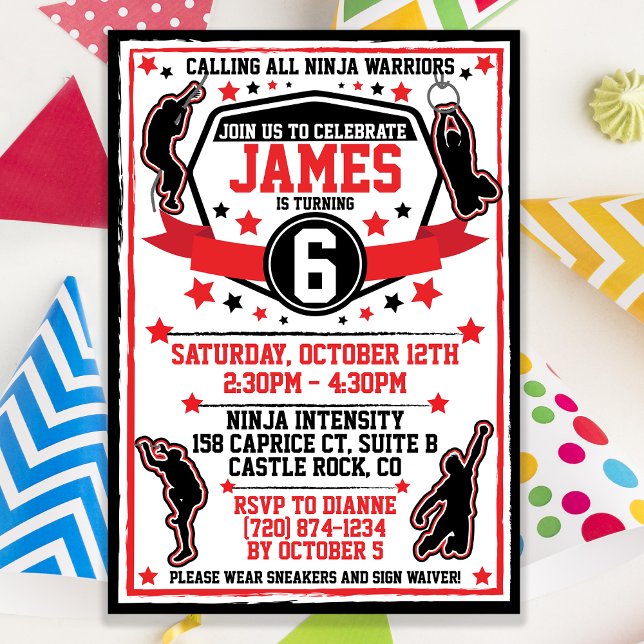 Ninja Guerrier Invitation d'anniversaire / Parkour (Créateur téléchargé)